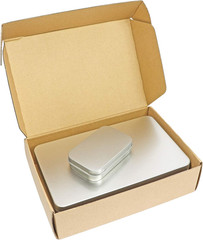 XL (8.5 x 5.3 x 1.9 In) Silver Metal Rectangular Empty Tin Box Containers for Gi