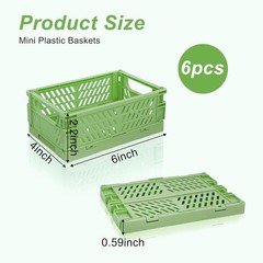 6 Pack Mini Foldable Small Plastic Baskets for Organizing and