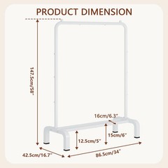 Standard Clothes Garment Rack Storage Shelves Coat Jacket Organizer White