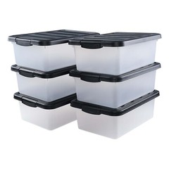 14 Quart Plastic Latching Box with Lids, 6 Packs Stackable Storage Containers