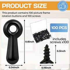 Picture Frame Backing Clips,100PCS Black Turn Button Fasteners with 100Pcs Sc…