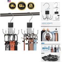 Belt Hanger, 2PCS Belt Organizer for Closet 360° Rotatable Max 48 Belt Storag…