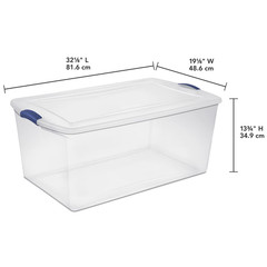 105 Quart Extra-Large Latching Storage Bin, Clear Plastic Storage Container with