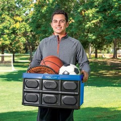 Greenmade Instacrate 12-Gallon Collapsible Plastic Storage Bin Black Blue