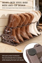 NEW 3 Pair Boot Rack Adjustable Freestanding Metal Cowboy Boot Organizer