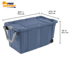 Extra-Large Wheeled Industrial Storage Bin, 40 Gallon Durable, Blue, 2 Pack 👌