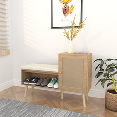 2-in-1 Shoe Storage Bench Shoe Cabinet w/Adjustable Shelves,Seat Cushion Hallway