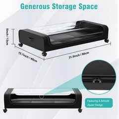 Rolling Under Bed Storage Bags 4 Pack Fabric Underbed Containers with Reinforced