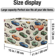 Adorable Cartoon Cars Storage Basket with Handle – Perfect for Toys & Books!