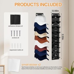 2 Pcs Hat Organizer for Baseball Caps,Hat Rack for Wall, Compact Hat Storage New