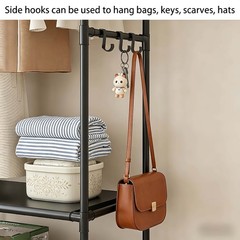 1pc Heavy Duty Freestanding Clothes Rack with Wheels & Hooks