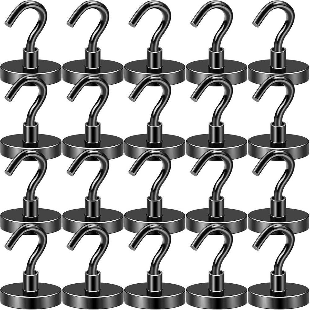 Black Magnetic Hooks, 120 LB Heavy Duty Strong Magnet with Hook, Rare Ear