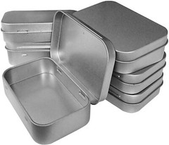 6 Pcs Metal Hinged Tin Box Container Mini 3.7” X 2.3” (6 Count), Silver