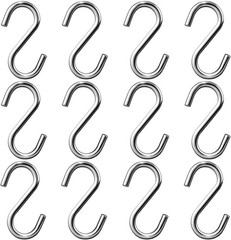 12 Pack Stainless Steel Heavy Duty S Hooks for Hanging, 2inch Small Thick S Hook