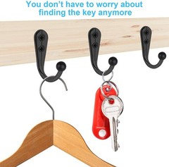 HAHAYOO 10 PCS Wall Coat Hooks, Black Heavy Duty Metal for Coats, Hats, Bags