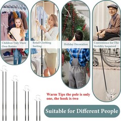 Clothes Hook Pole Heavy Duty,32 to 80In Retail Clothing Hook Pole Long Handle…