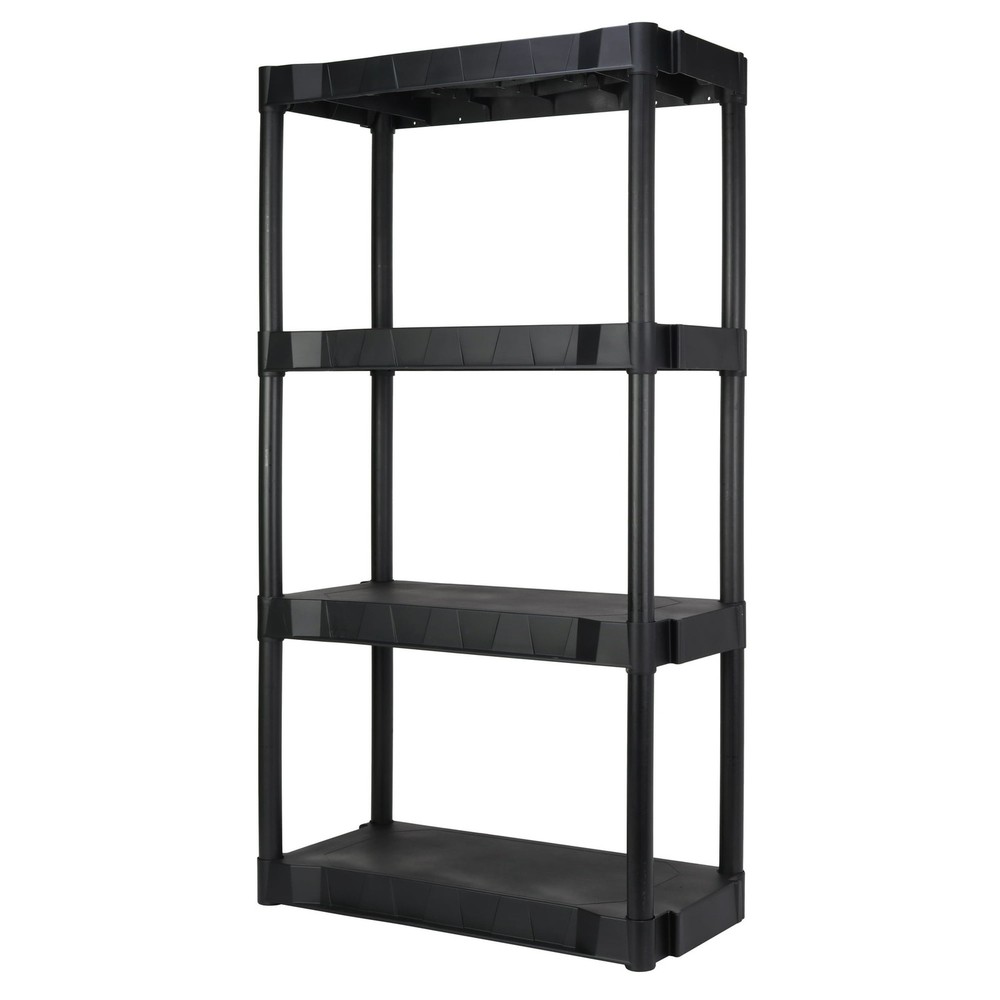 Hyper Tough 4 Shelf Plastic Shelving Unit 30″x14″x56″ Garage Storage Rack Black