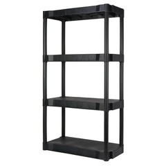 Hyper Tough 4 Shelf Plastic Shelving Unit 30″x14″x56″ Garage Storage Rack Black