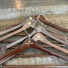 Nordstrom Wooden Hangers Lot of Six(6) Mahogany Cherry High Gloss Suits Jackets