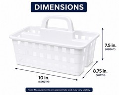 Divided 3-Compartment Plastic Storage Caddy with Handle 10×8.75×7.5 Home Dorm