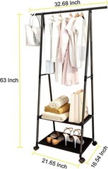 Clothes Rack Small Metal Garment Rack with Shelves for bedroom Rolling clothing