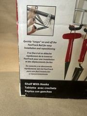 Rubbermaid FastTrack Garage Shelf w/ Hooks 5E15 Holds 50 lbs New Open Box Rare