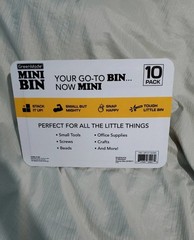 Set Of 10 Mini Plastic Black Tote Bins With Yellow Lids
