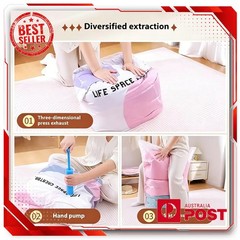 No-Pump Vacuum Storage Bags – Press & Seal Space Saving Compression – Reusable