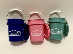 Lowes Mini Bucket Collection 3 Colors Original Blue, Pink And Teal With Lids