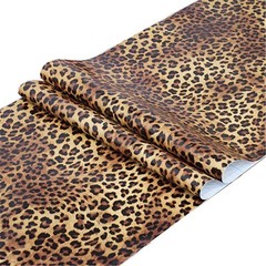 Self Adhesive Vinyl Leopard Print Shelf Liner 17.7″W x 117″L, White and Black