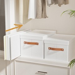 3 PCS White 7.1×9.1×13 Inch Fabric Storage Boxes Lids Clothes Bins Shelves