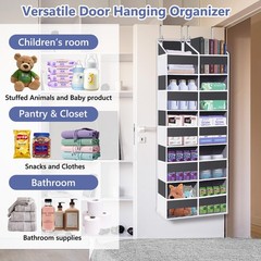Heavy Duty Over The Door Organizer 5 Tiers, Extra Large Behind Door Storage o…