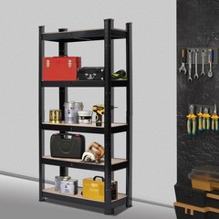 2x 5 Tier Heavy Duty Boltless Metal Shelving Shelves Storage Shelf Garage Black