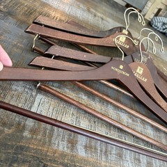 Nordstrom Wooden Hangers Lot of Six(6) Mahogany Cherry High Gloss Suits Jackets