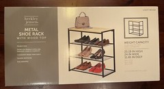 Berkley Jensen 3 Tier Metal Shoe Rack With Wood Top