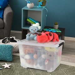 Idotry 50 Qt Stackable Latching Box w/ Lid & Wheels Plastic Containers, 4-Packs