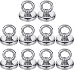 10 Pack Heavy Duty Magnets, Silver Strong Magnetic Hooks with Countersunk Hole E