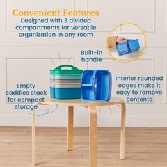 3-Compartment Small Plastic Caddy, Multipurpose Organization, Contemporary, 6…