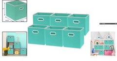 Versatile 11-Inch Foldable Fabric Storage Bins, 6-Pack in Turquoise for Home Use