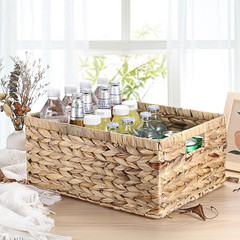 Natural Water Hyacinth Storage Basket with Handles – Stylish Home Organizer