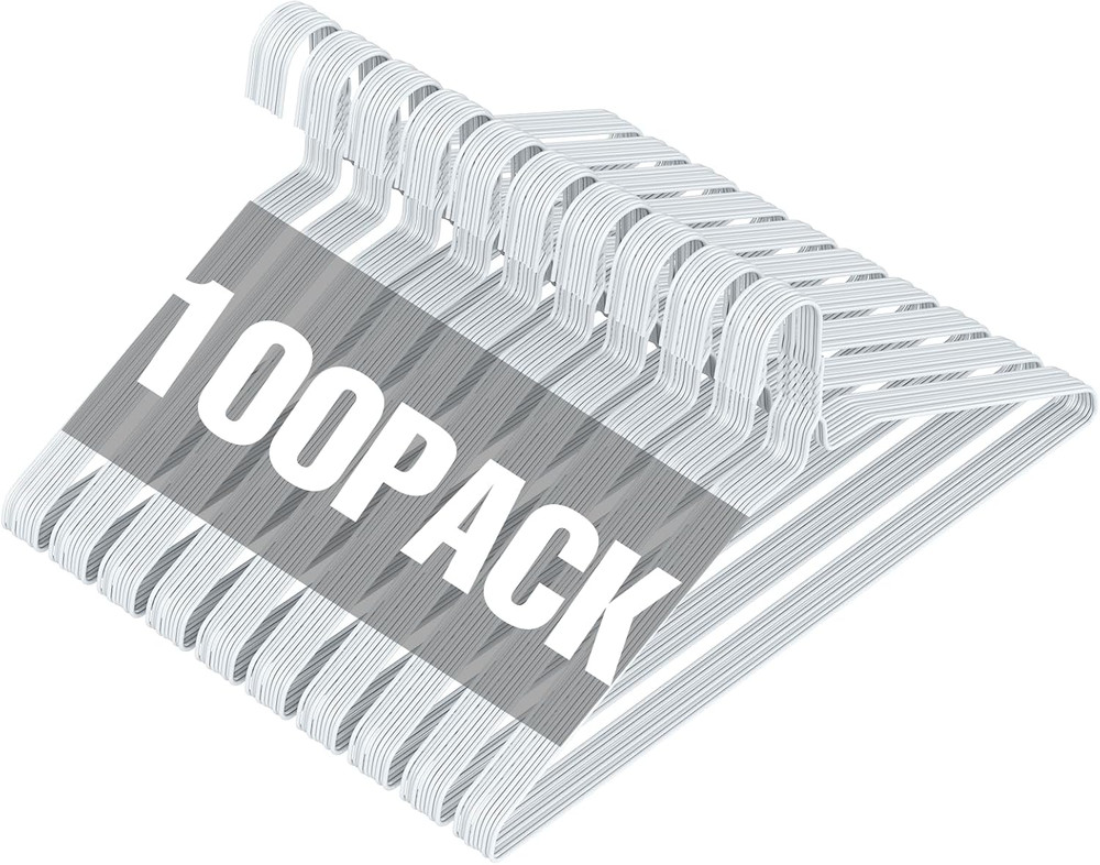 Wire Metal Clothes Hangers Bulk 100 Pack for Standard Size Suits, Coats, Shirts,
