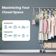 HOKEEPER Clothes Rack Heavy Duty Clothing Rack Load 650 LBS Collapsible Garment
