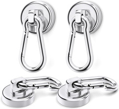 Carabiner Magnetic Hooks 150LBS 4 Pack Strong Magnet Hooks Heavy Duty With Swive