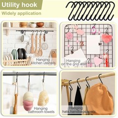 30 Pack Heavy Duty S Hooks for Hanging, Black S Shaped Hooks Hanging Hangers Pan
