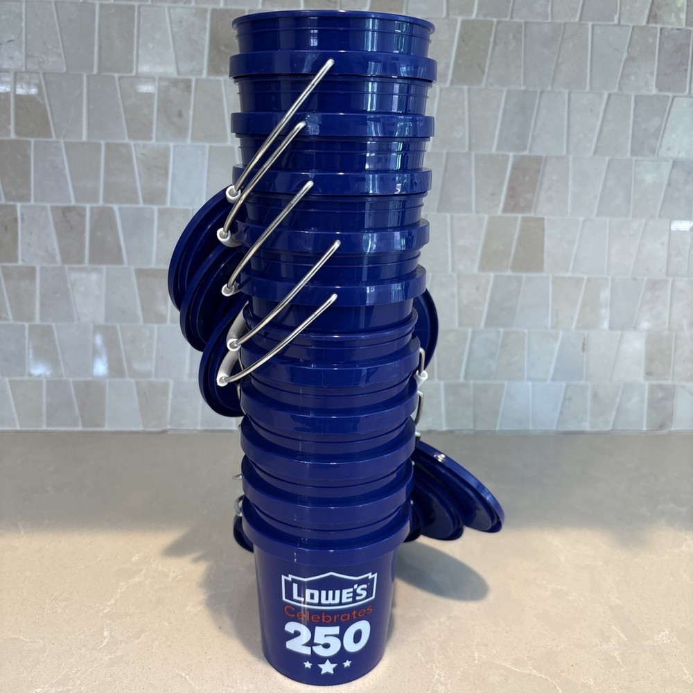 Lot of 10! Lowe’s mini BLUE bucket With Lids -Celebrates 250 TikTok Viral!!!