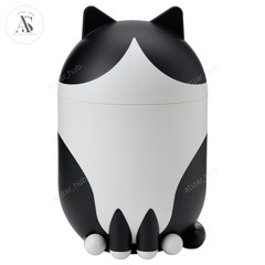 IKEA GREJSIMOJS Cat Shaped Storage Box with Lid Organizer Orange Black White