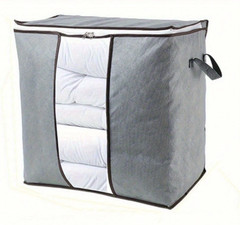 1pc Large Quilted Storage Box – Zippered Fabric Container w/ Handle – NEW