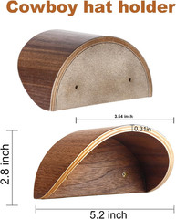 Walnut Wood Cowboy Hat Rack for Wall, 2-Pack | Retro Western Hat Holder with …