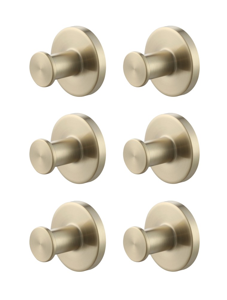 6 Count Modern Matte Gold Clothes Hooks, Mainstays