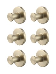 6 Count Modern Matte Gold Wall Robe Hooks Mainstays